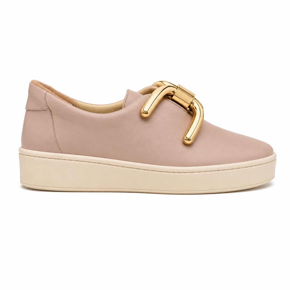 NEW AN HOUR AND A SHOWER women's knot slip on sneakers in seda palo (blush pink